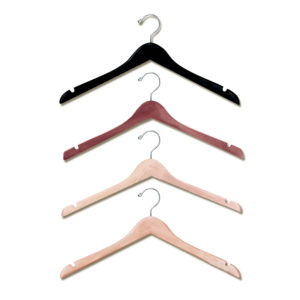 17 inch contoured wood shirt and blouse hanger H200 series natural finish