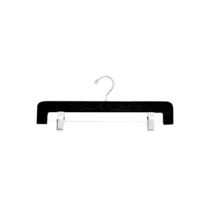 14 inch H400 wood pant hanger in black finish for retail display