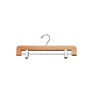 H400 wood pant hanger in walnut finish with chrome clamp bar