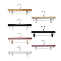 14 inch wood pant and skirt hanger from H900 series with clips