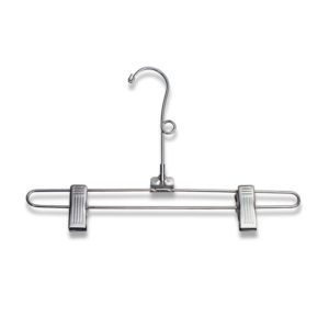 12 inch chrome pant and skirt hanger with clips for retail display