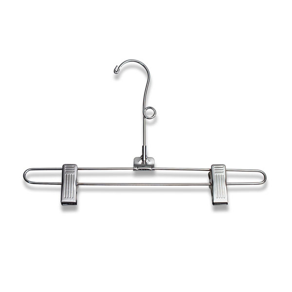 12 inch chrome pant and skirt hanger with clips for retail display