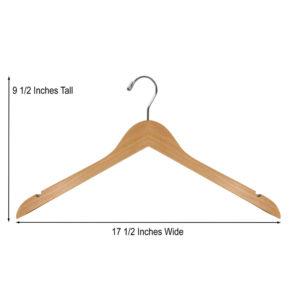 17 inch HW01 wood hanger in natural finish for retail clothing stores