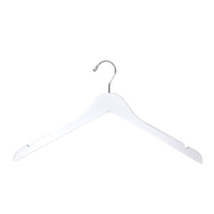 HW01 series wood hanger in cherry finish for upscale retail display