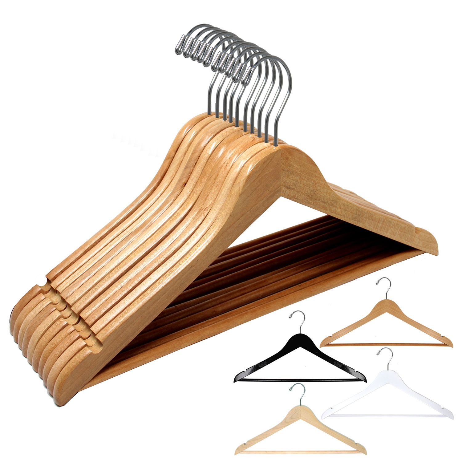 17 inch wood top hanger with pant bar from HW02 series in black finish