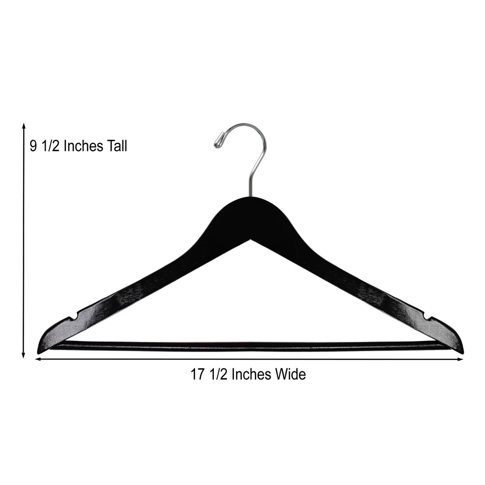 HW02 wood hanger with pant bar showing natural wood grain finish