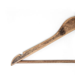 HW02 series wood hanger with pant bar in walnut finish