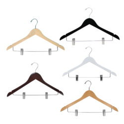 17 inch wood suit hanger with clips from HW03 series in black finish