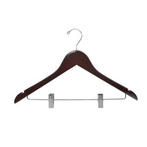 17 inch wood suit hanger HW03 series with chrome hardware