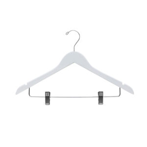 HW03 series wood suit hanger with clips showing walnut finish option