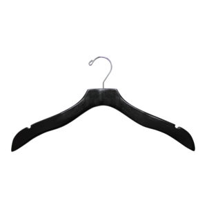17 inch HW1111 series wood hanger showing notched shoulders for straps