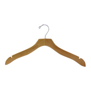 17 inch wood dress hanger HW1111 series side profile view