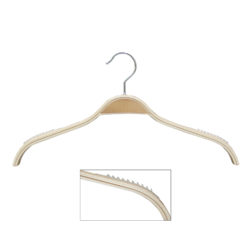 16.5 inch wood top hanger with non-slip bar and chrome hook for retail displays