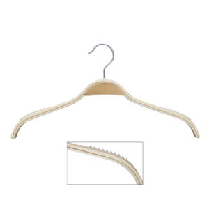 16.5 inch wood top hanger with non-slip bar and chrome hook for retail displays