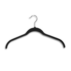 Flocked slim top hangers with non-slip velvet coating for retail clothing display