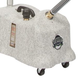 Jiffy garment steamer detail view – controls and steam head