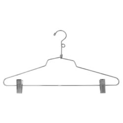16 inch chrome suit hangers with clips for retail suit and pant display