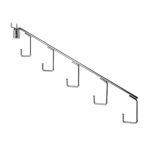 Pegboard waterfall hook with 5 chrome hooks