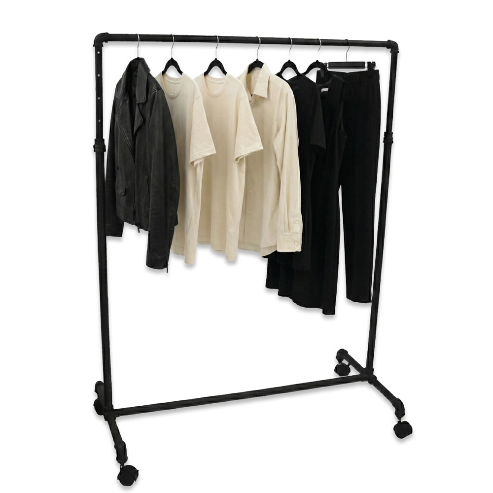 Pipe Rolling Rack with Clothing