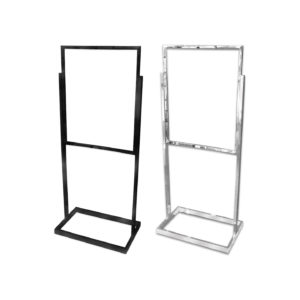 bulletin sign holder in rectangular tubing chrome floor standing