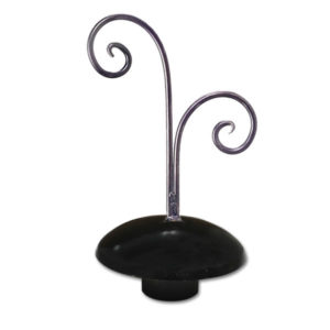 Neckblock with finial showing wood grain detail and chrome hardware
