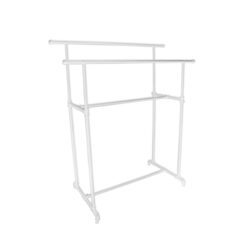 Pipe style double garment rack in white finish