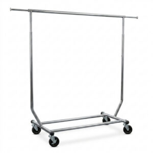 Collapsible Round Tubing Garment Rack with 2 Locking Casters