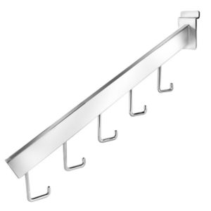 5 hook rectangular waterfall for slatwall garment display cascading hanger arm
