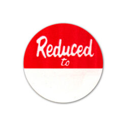 Reduced to round adhesive tags for retail clearance pricing