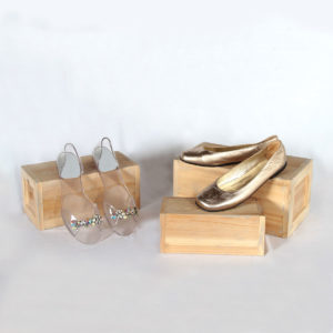 three rectangular clear acrylic display risers EDP-7062 set for retail merchandising