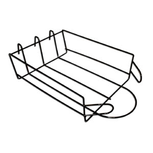 Gridwall cap display arm showing mounting clip and cap support design detail