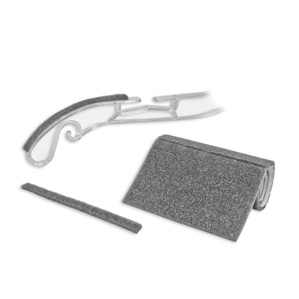 Foam adhesive strips for adding non-slip grip to retail clothing hangers