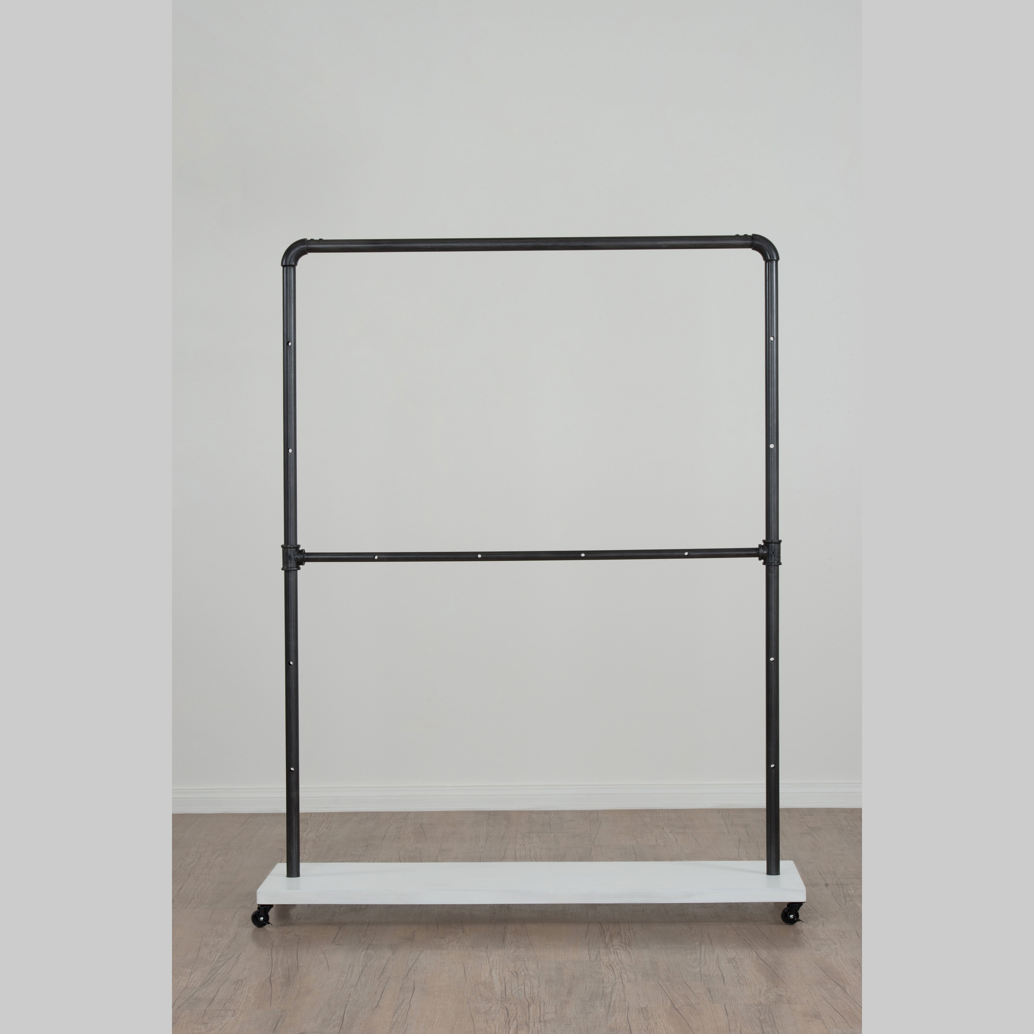 white steel rolling rack