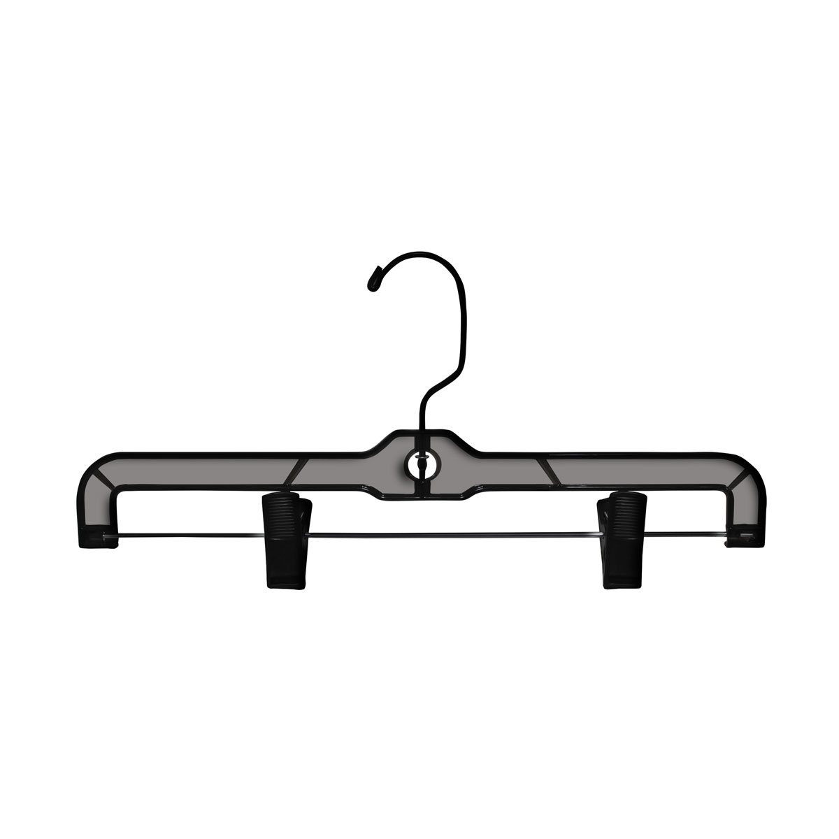14 inch heavy weight smoke plastic pant and skirt hanger with chrome clips