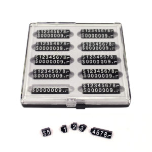 Price cube set with white number inserts for retail merchandise pricing displays