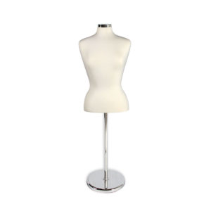 White blouse form with base and neckblock for retail clothing display