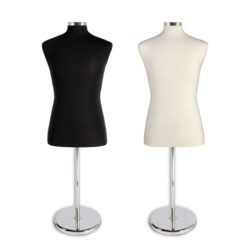 White coat form with base and neckblock for retail outerwear display