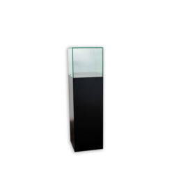 frameless pedestal display case medium JPED14 glass top with black base