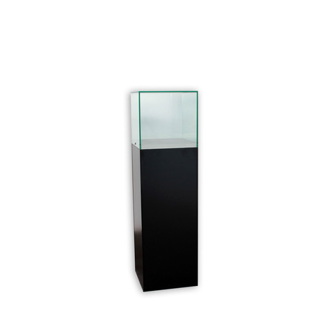 frameless pedestal display case medium JPED14 glass top with black base