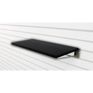 Wood shelves for 24 inch slatwall detail showing shelf edge and finish