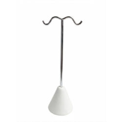 White Earring Display with Chrome Stand and White Base