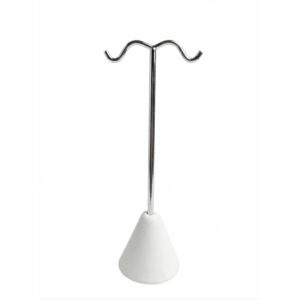 White Earring Display with Chrome Stand and White Base