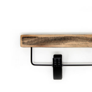 H900 series wood pant hanger in walnut finish with chrome clips