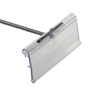 Slatwall flip-end scanner hooks installed on slatwall panel display