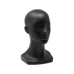 Female Display Head with Ears in Matte Black 12.5" High