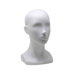 Matte white female display head with ears - front view
