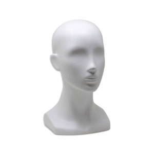Matte white female display head with ears - front view