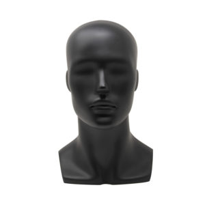 Male head form in matte black for sunglasses and hats