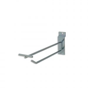 Slatwall flip-end scanner hook for retail price tag display on slatwall panels