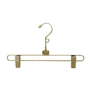 12 inch gold pant and skirt hanger with clips for retail clothing displays closeout